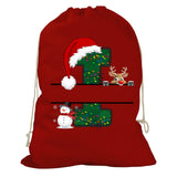 Initial Christmas Drawstring Sack - Reindeer