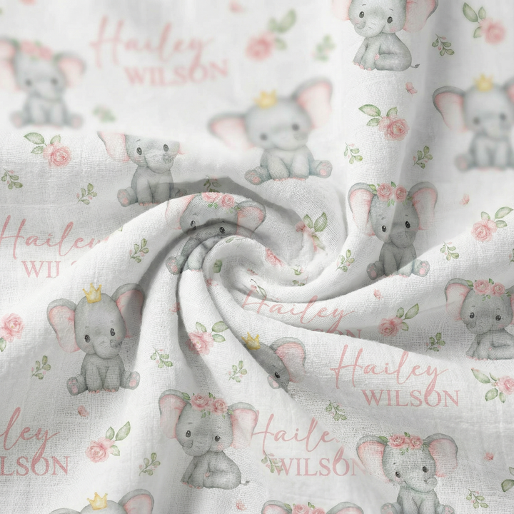 Custom muslin swaddle wrap personalized with baby&