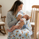 Personalised muslin swaddle wrap with baby name, soft breathable fabric, 120x120cm size for newborns and babies