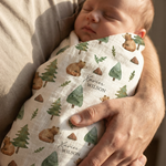 Personalised custom muslin swaddle wrap for newborns with baby name, breathable soft fabric, 120x120cm size.