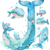 Whale Initial Hooded Towel