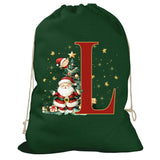 Initial Christmas Drawstring Sack - Santa Claus