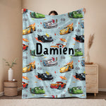 Personalised cars Blanket – Boys race car Design