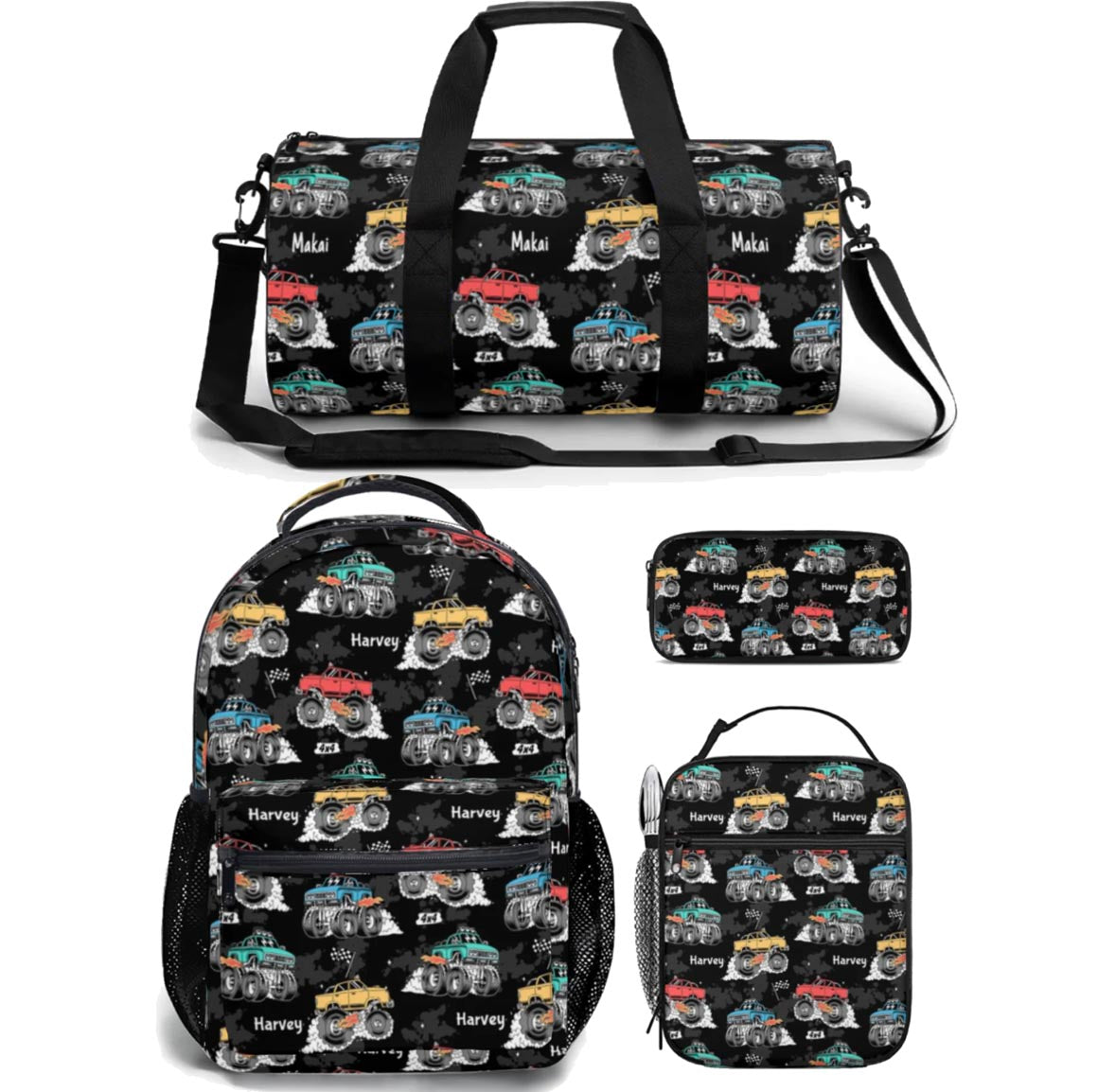 monster jam backpack lunch bag duffle bag combo