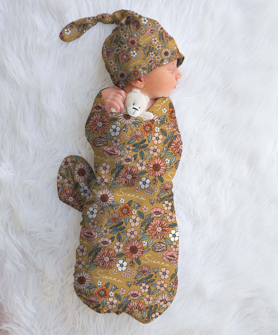 Personalised Swaddle &amp; Beanie Set