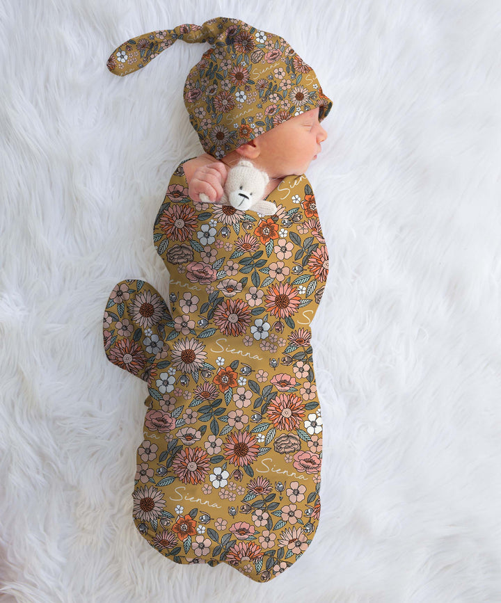 Personalised Swaddle &amp; Beanie Set
