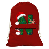 Initial Christmas Drawstring Sack - Reindeer