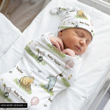 Personalised Swaddle & Beanie Set