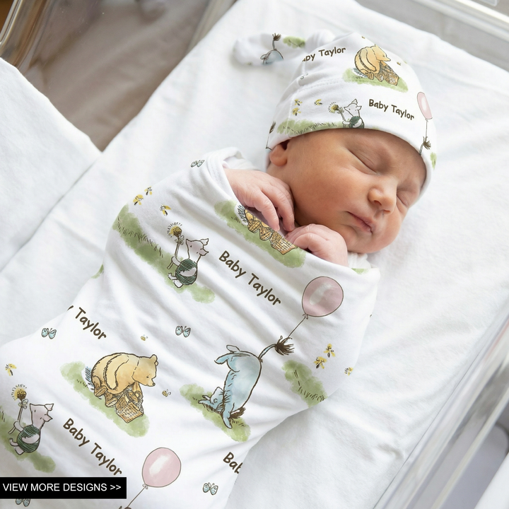 Personalised Swaddle &amp; Beanie Set