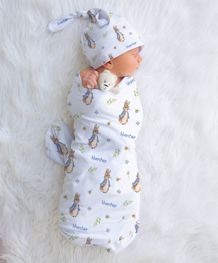 Personalised Swaddle &amp; Beanie Set