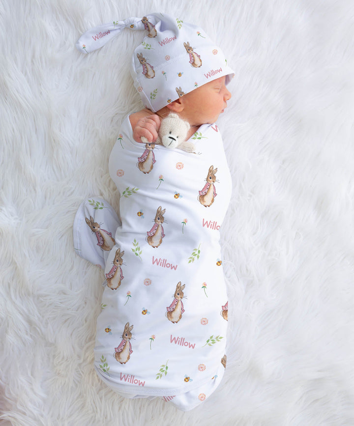 Personalised Swaddle &amp; Beanie Set
