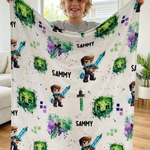 Soft personalised kids blankets with custom name, cozy fleece for children