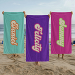 Quick dry retro towel personalised with a name – The Custom Co