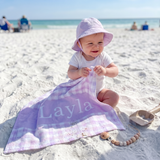 Personalised Watercolour Plaid beach towel keepsake gift idea - The Custom Co