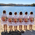 Thanksgiving Crew 2026 Pumpkin personalised beach towel with custom names - The Custom Co