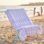 Watercolour Plaid beach towel in quick-dry sand-free microfibre, easy to pack for beach and pool days