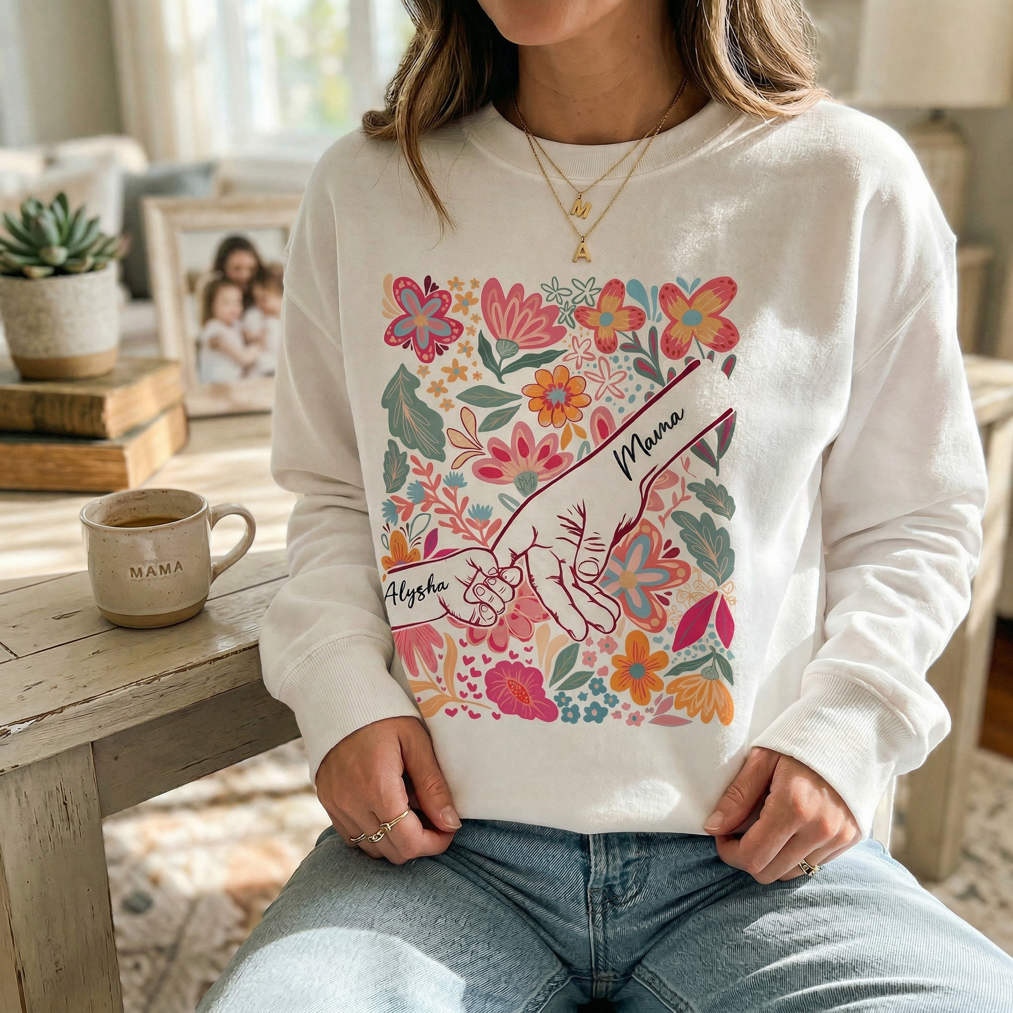 Personalised Mother's Day Sweatshirt – Custom Mum Gift with Names