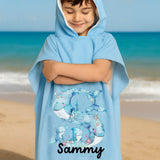 BLUE HOOED BEACH TOWEL FOR BOYS