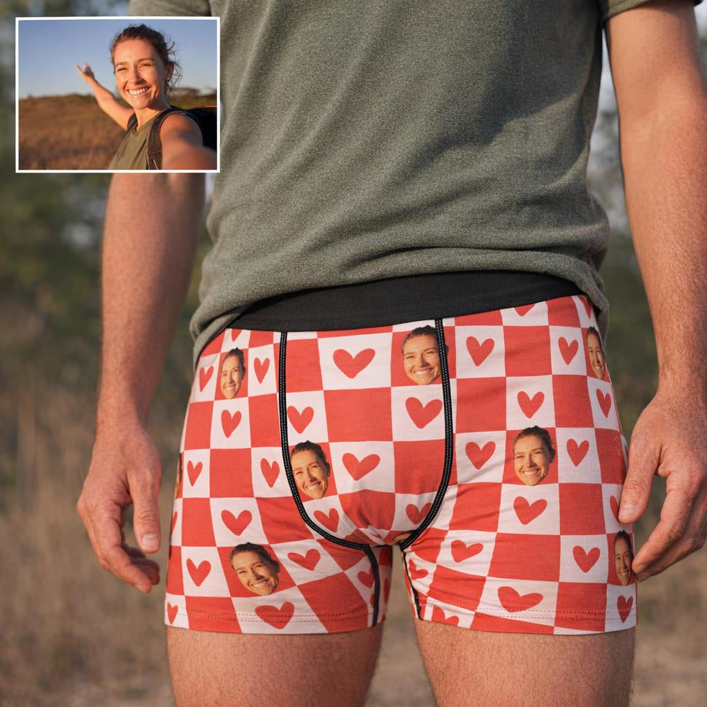 Custom Face Men's Underwear (Hearts)