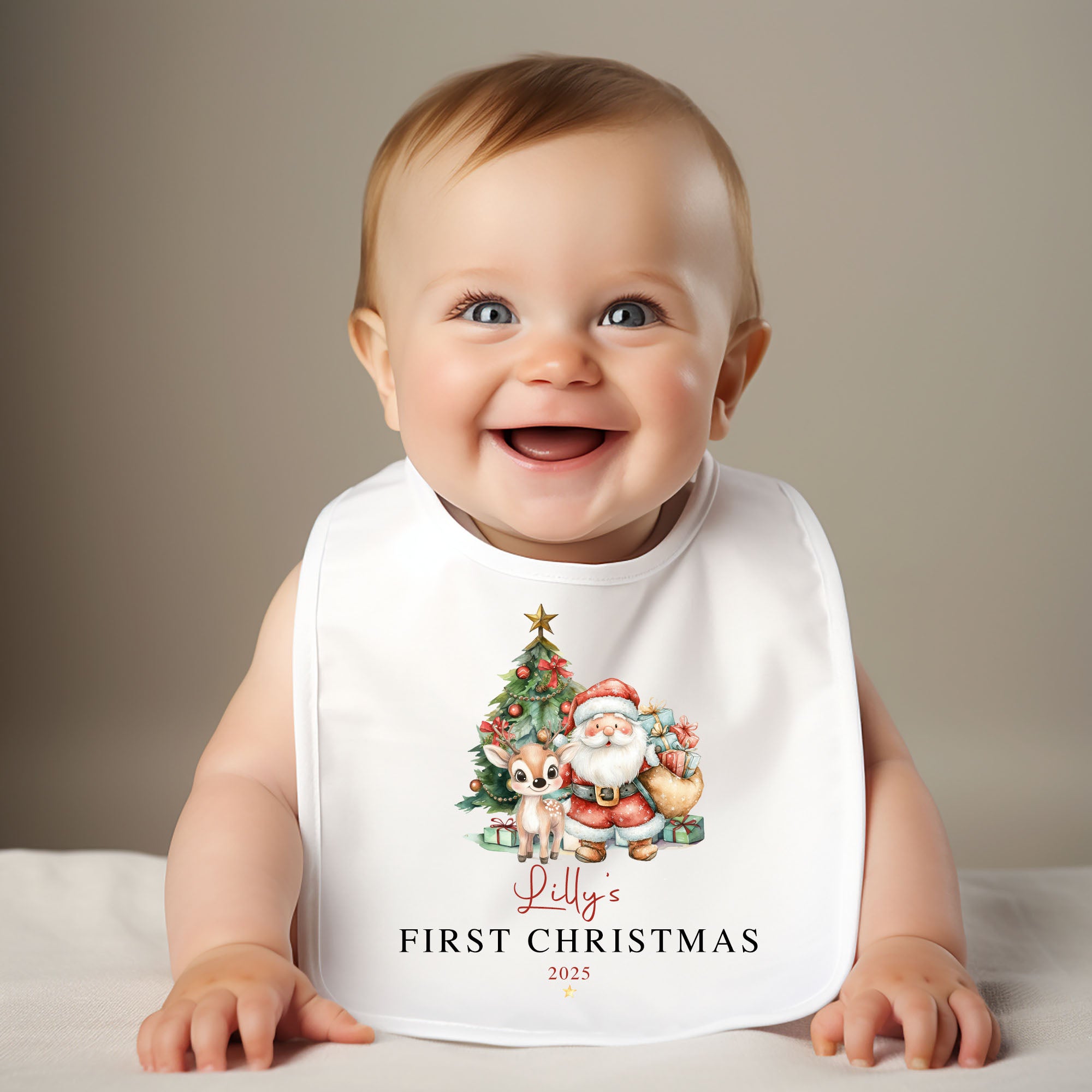 Santa and His Reindeer Bib