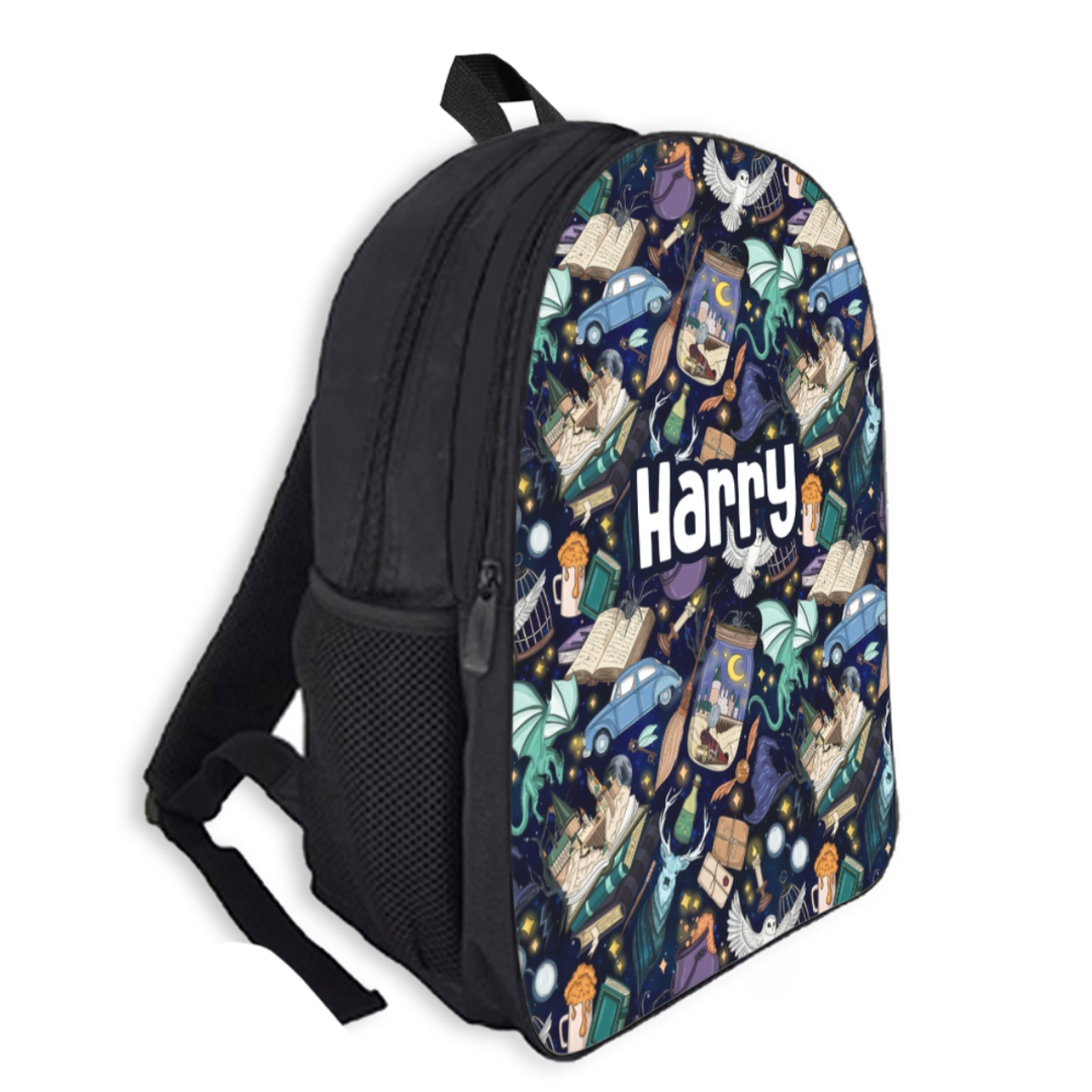 Custom Name Double Pocket School Bag