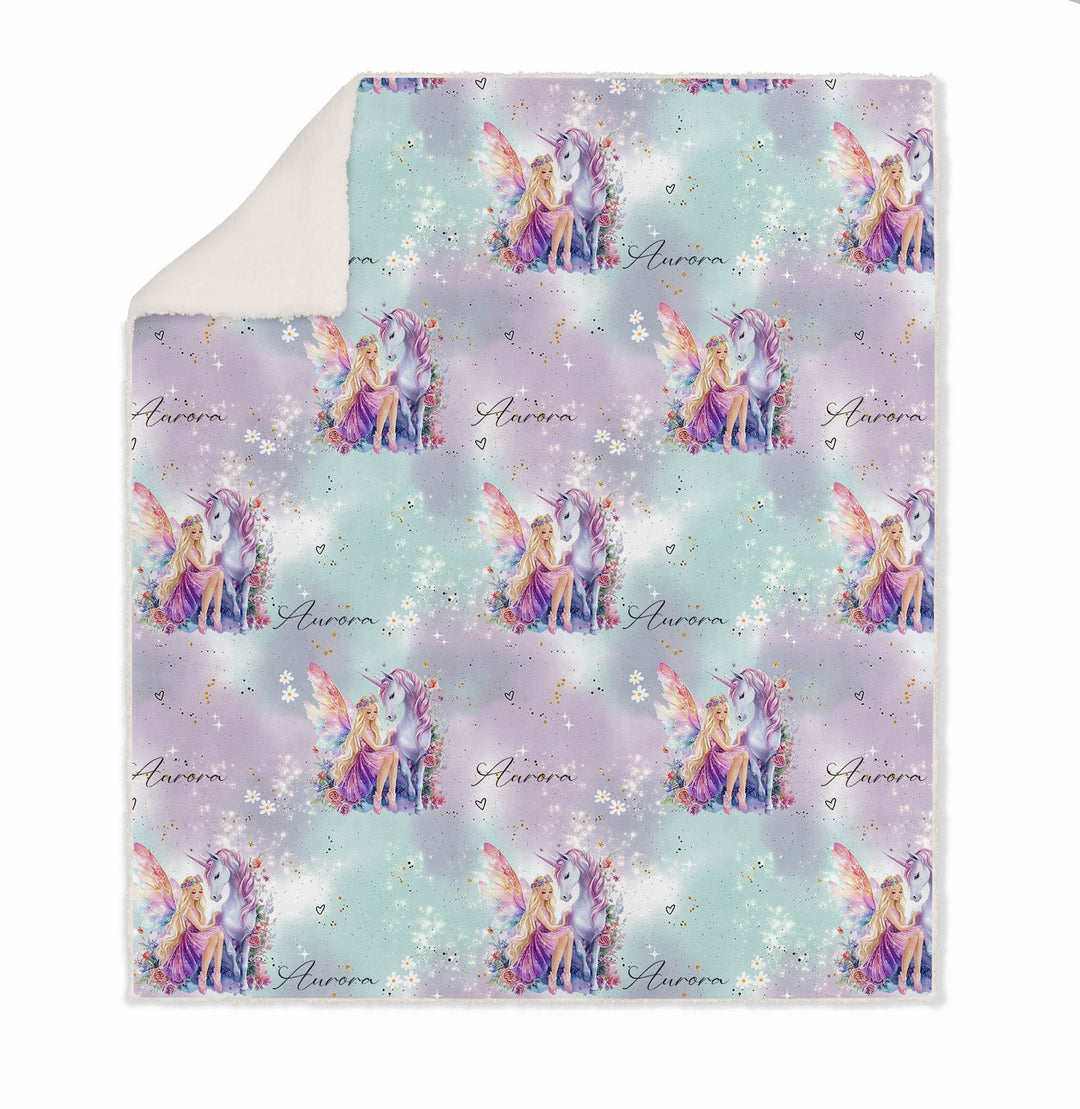 FAIRIES &amp; UNICORNS SHERPA BLANKET