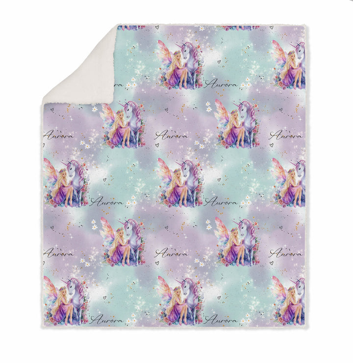 FAIRIES &amp; UNICORNS SHERPA BLANKET