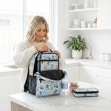 Personalised kids backpack, lunch bag, and pencil case combo with child's name for school use