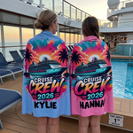 Cruise Crew 2026 personalized beach towel with custom names - The Custom Co