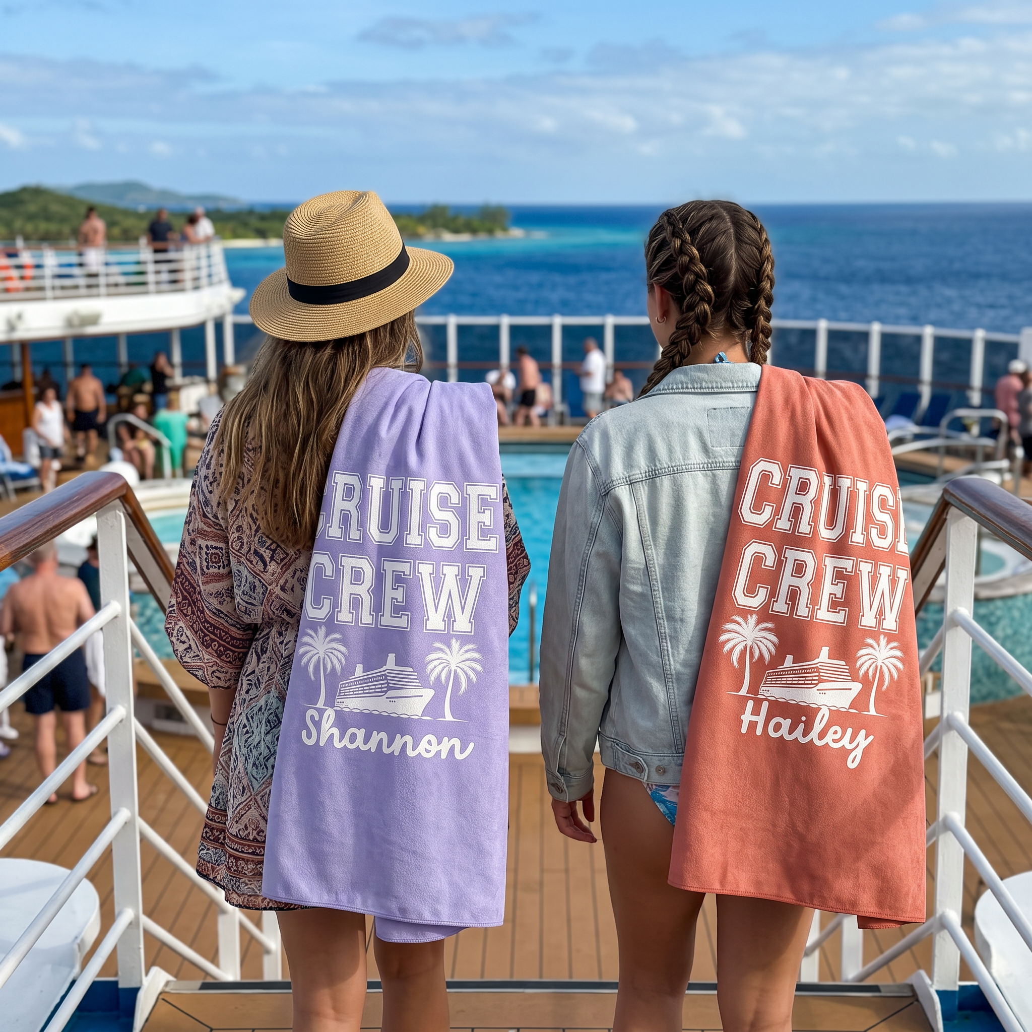 Cruise Crew Summer beach towel in quick-dry sand-free fabric, made for cruise and beach holidays - The Custom Co