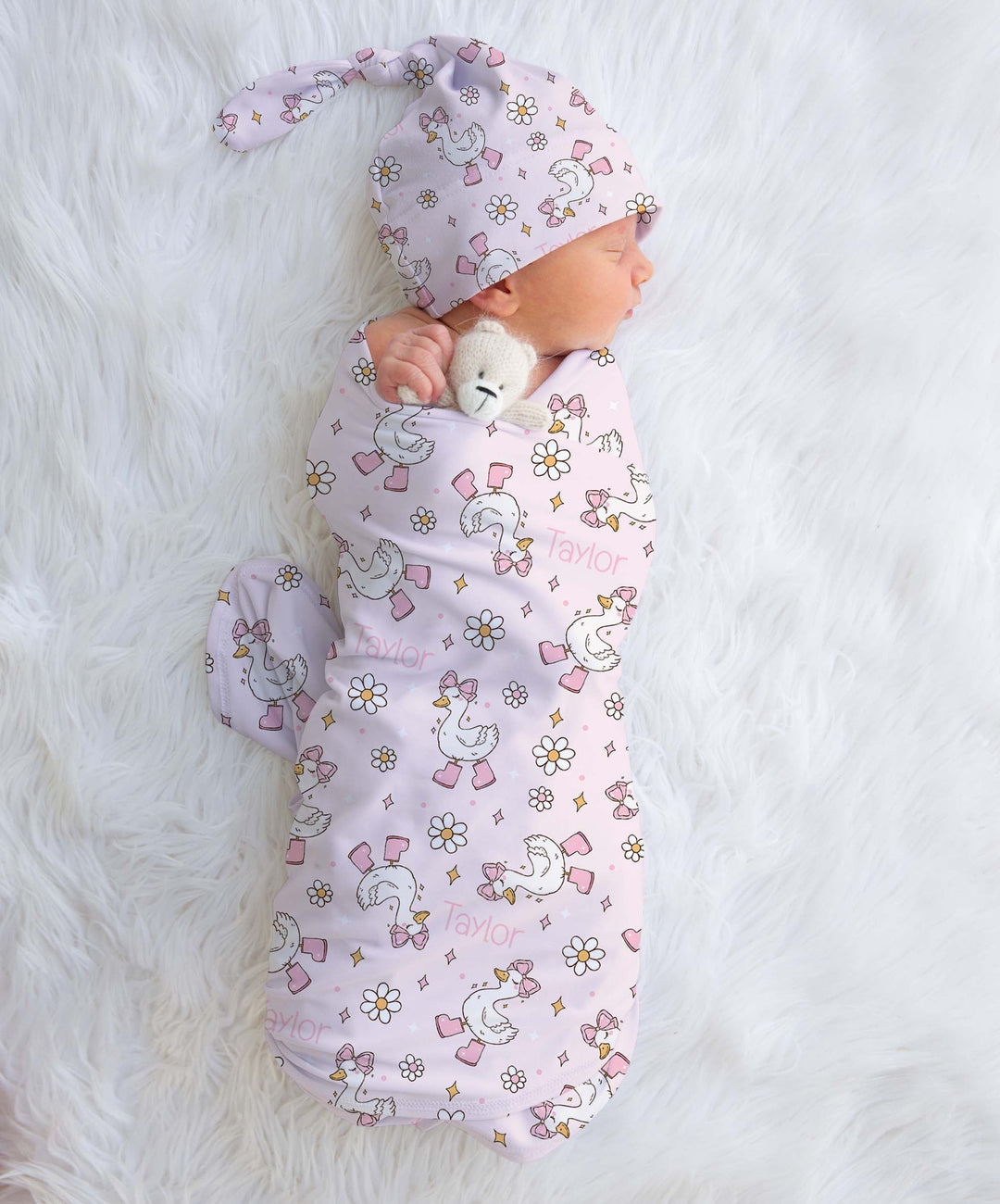Personalised Swaddle &amp; Beanie Set