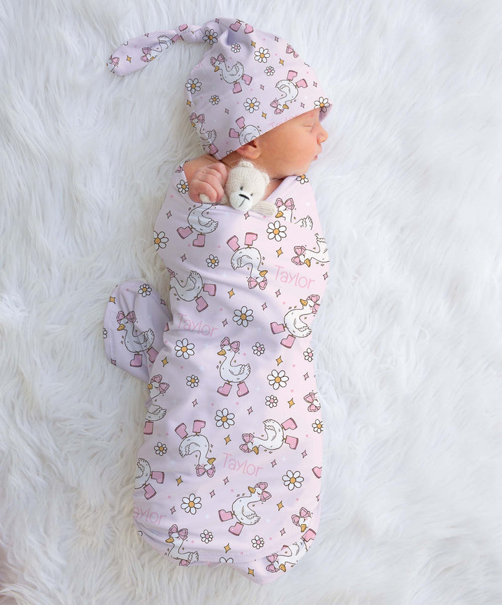 Personalised Swaddle &amp; Beanie Set