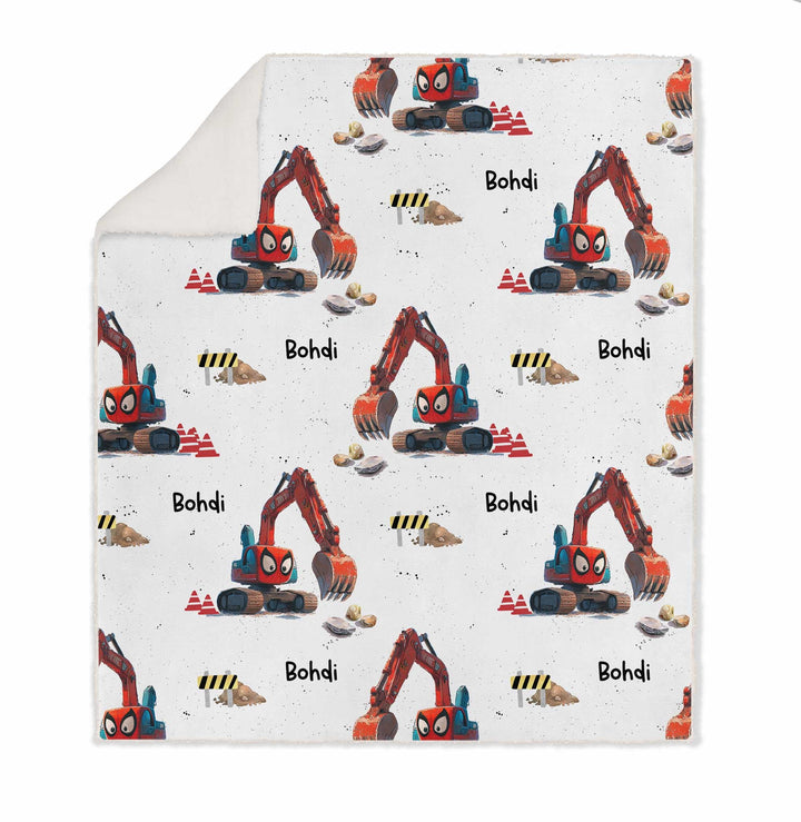 boys construction sherpa blankets