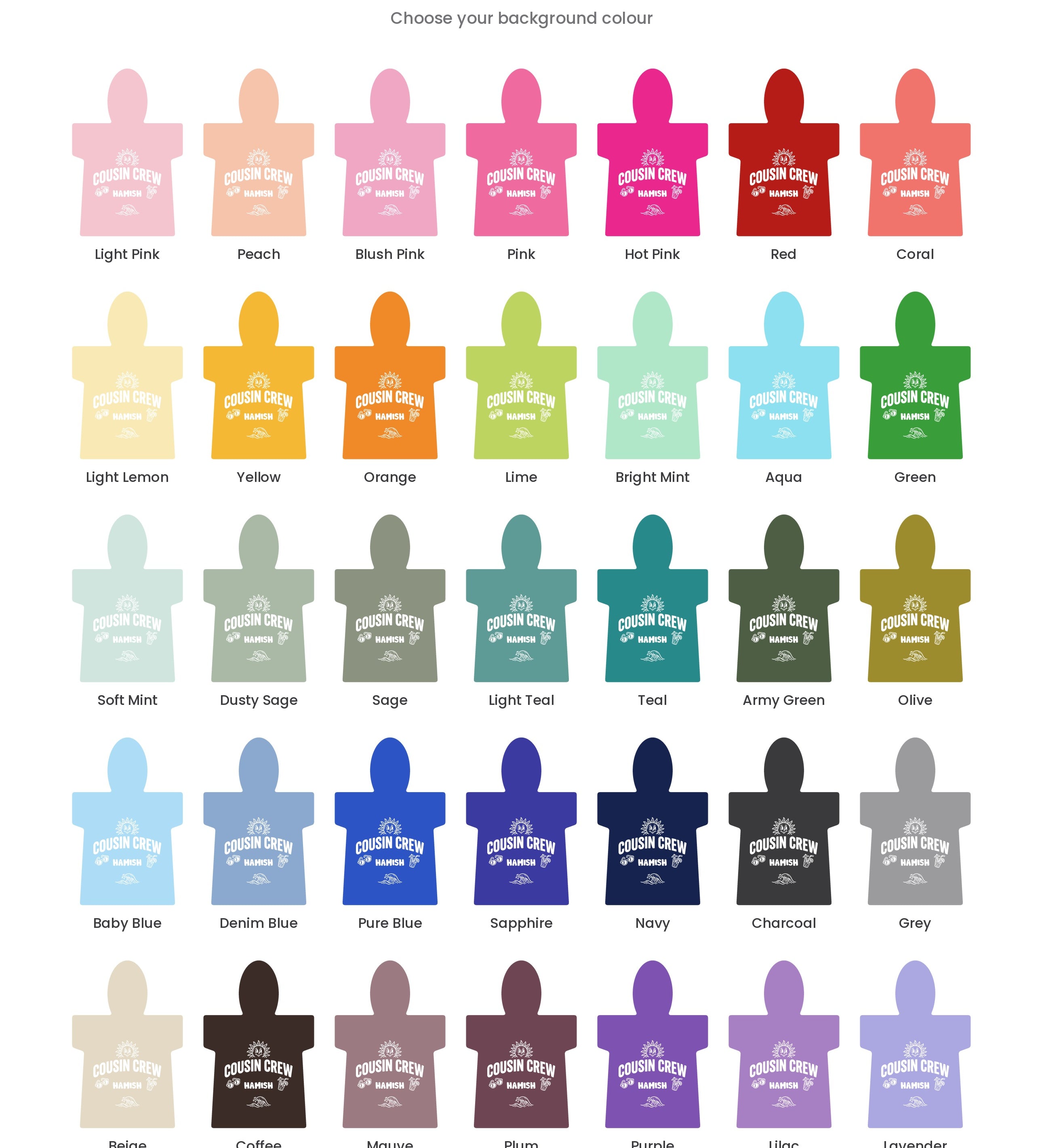 Personalised Sun & Surf Cousin Crew hooded towel name print detail
