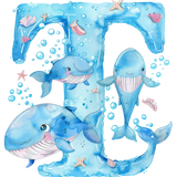 Whale Initial Hooded Towel