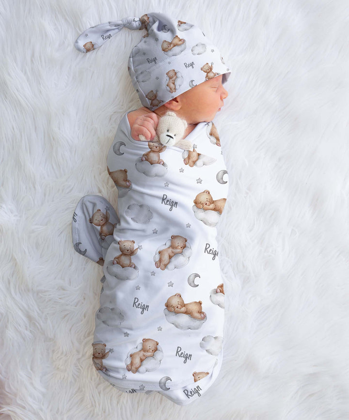 teddy bear baby swaddle