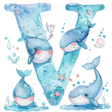 Whale Initial Hooded Towel