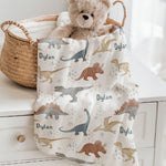 dino personalised baby blankets
