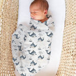 Custom muslin swaddle wrap personalized with baby name, soft breathable fabric, 120x120cm size for newborns.