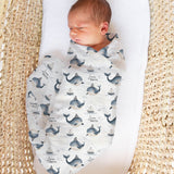 Custom muslin swaddle wrap personalized with baby name, soft breathable fabric, 120x120cm size for newborns.