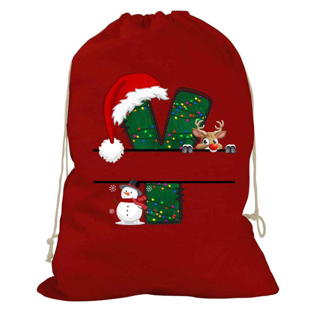 Initial Christmas Drawstring Sack - Reindeer