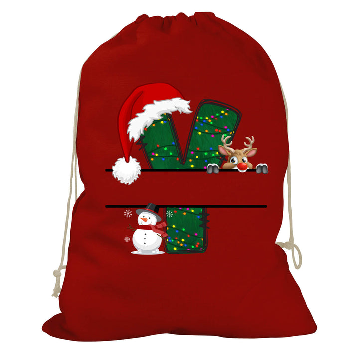 Initial Christmas Drawstring Sack - Reindeer