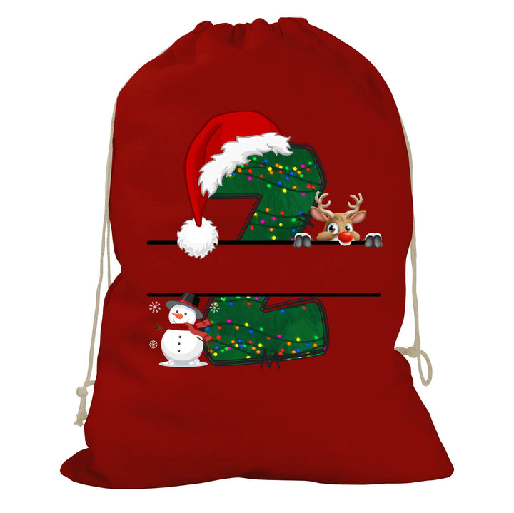 Initial Christmas Drawstring Sack - Reindeer